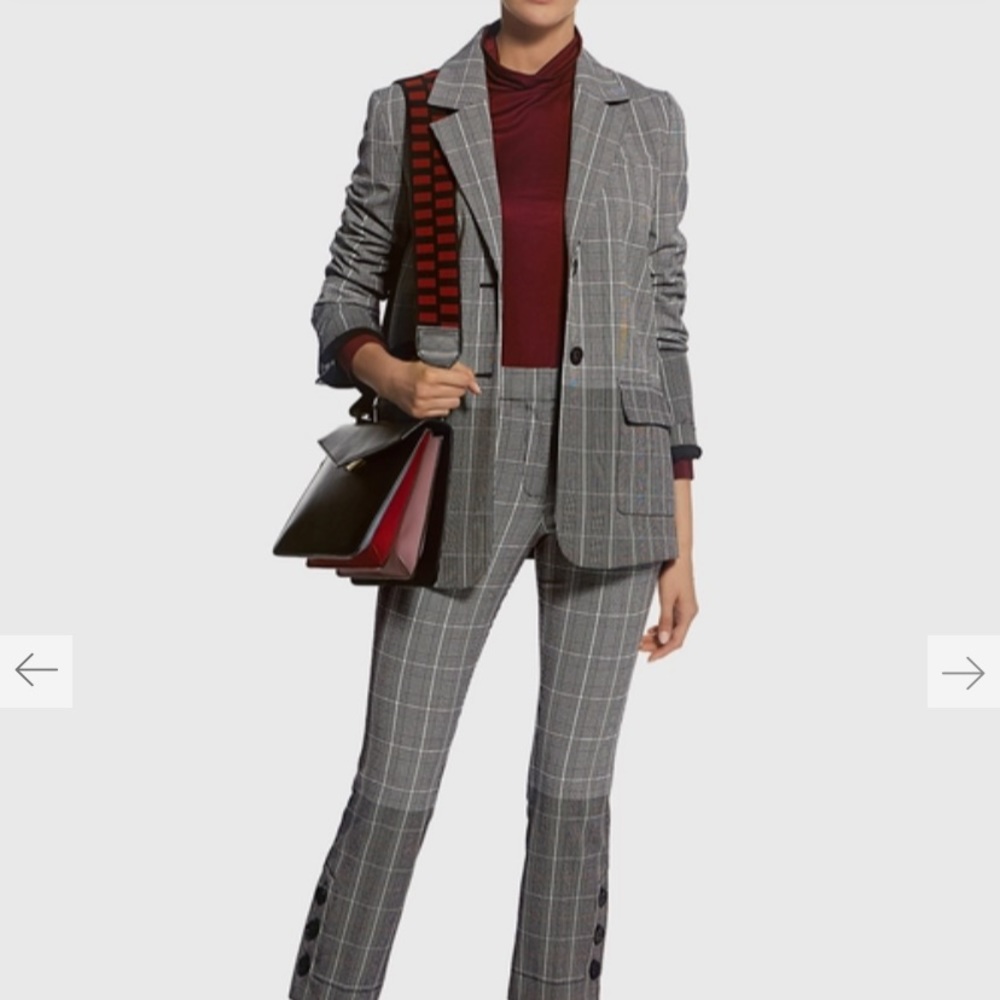 Derek Lam plaid tartan grey colorblock blazer jacket oversized